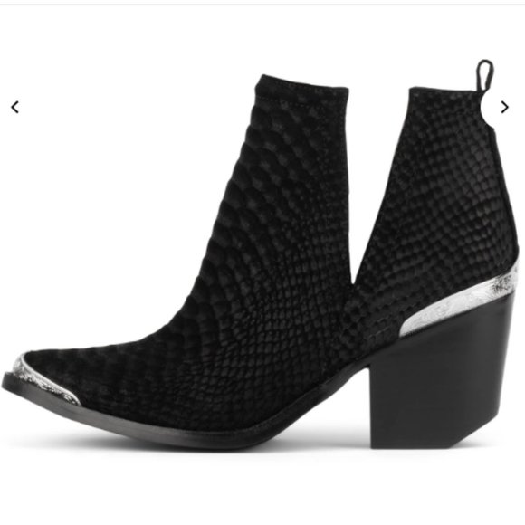 Jeffrey Campbell Shoes - Jeffrey Campbell Cromwell Embossed Suede Booties Metal Accents